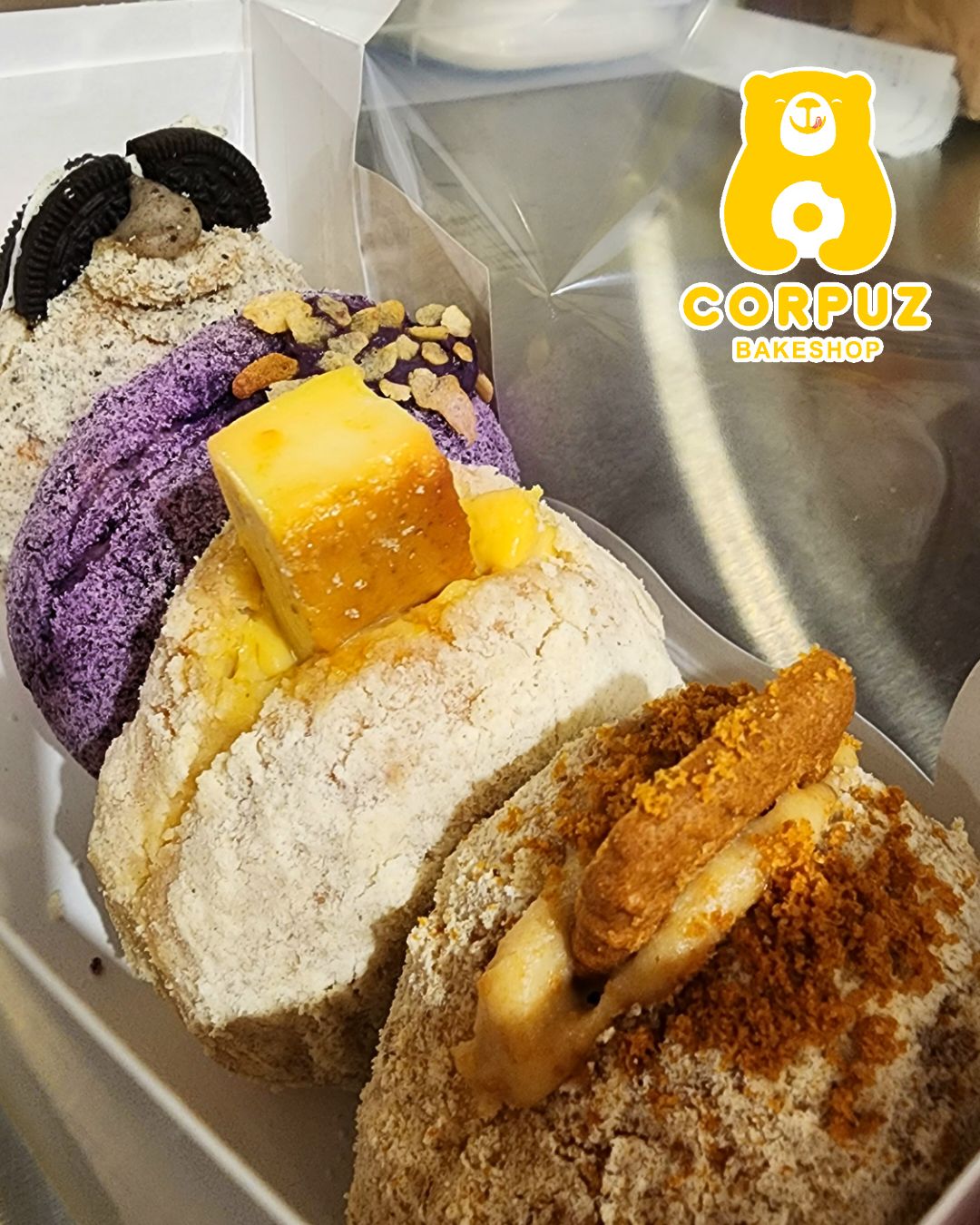 Brioche Cream Polvoron donuts in a Corpuz box